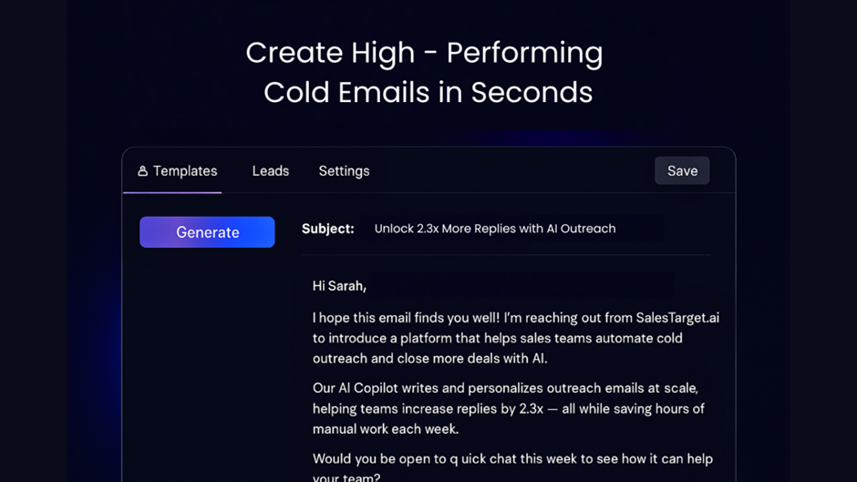 AI Content Generator creating personalized cold emails for B2B outreach.